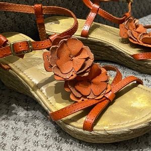 BOHO leather floral wedge/espadrille sandals ITALY